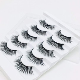 False Eyelashes, 3D Faux Eyelashes Natural Long Looking Fake Eyelashes,Reusable Handmade Soft Lashes Pack for Makeup Eyelashes Extension (Natural Look)