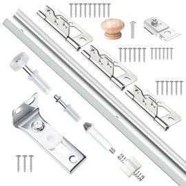 DistancePower 30IN Bi-fold Door Track Kit, 1Kit White Bi-fold Door Hardware kit with Track Closet Door Track Repair Tool Kit Included Full Accessories for Double Door, Folding Door, Accordion Door