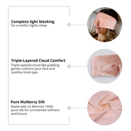 Better zzZ 100% Pure Mulberry Silk Sleep Mask with Silk Pouch - Luxurious Sleeping Eye Mask with Silk-Wrapped Elastic Band – Hypoallergenic Adjustable Eye Mask Ideal for Home & Hotel - (Pink)