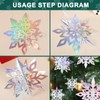 24 Pcs Winter Christmas Hanging Snowflake Decorations, 12PCS Hanging 3D
