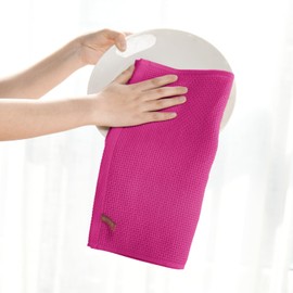 Artoid Mode Waffle Rose Red 100% Cotton Soft Kitchen Towels Tea Towels, Set of 6, 30 x 30 cm, Washable, Absorbent Dishcloths, Cleaning Kitchens