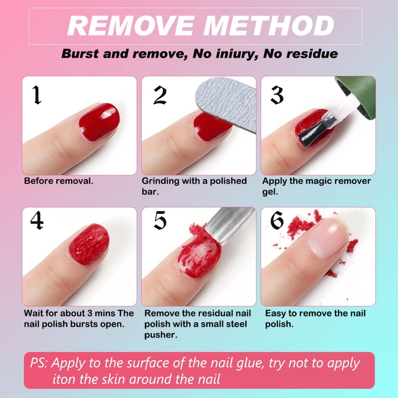 Gel Nail Polish Remover 0.5 Fl Oz, Professional Gel Remover