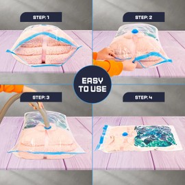 NIFTII Vacuum Storage Bags 6 Pack, Mixed Sizes - Space Saver Bags for Clothes - 80% More Storage with Airtight, Waterproof, Double-Zip Seal - Durable Packing Bags for Duvets, Bedding & Travel