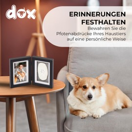 DDOXX Dog Paw Print Set - Create Lasting Memories with Your Pet's Paw Print - Polyester Foam for Long Durability - with Photo Frame - Dog Clay Kit - Black