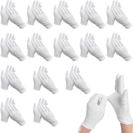30PCS White Gloves, 15Pairs White Cotton Gloves Cotton Gloves Large, Cotton Gloves for Dry Hands Moisturizing Cosmetic Hand Spa and Coin Jewelry Silver Inspection (Large Size)