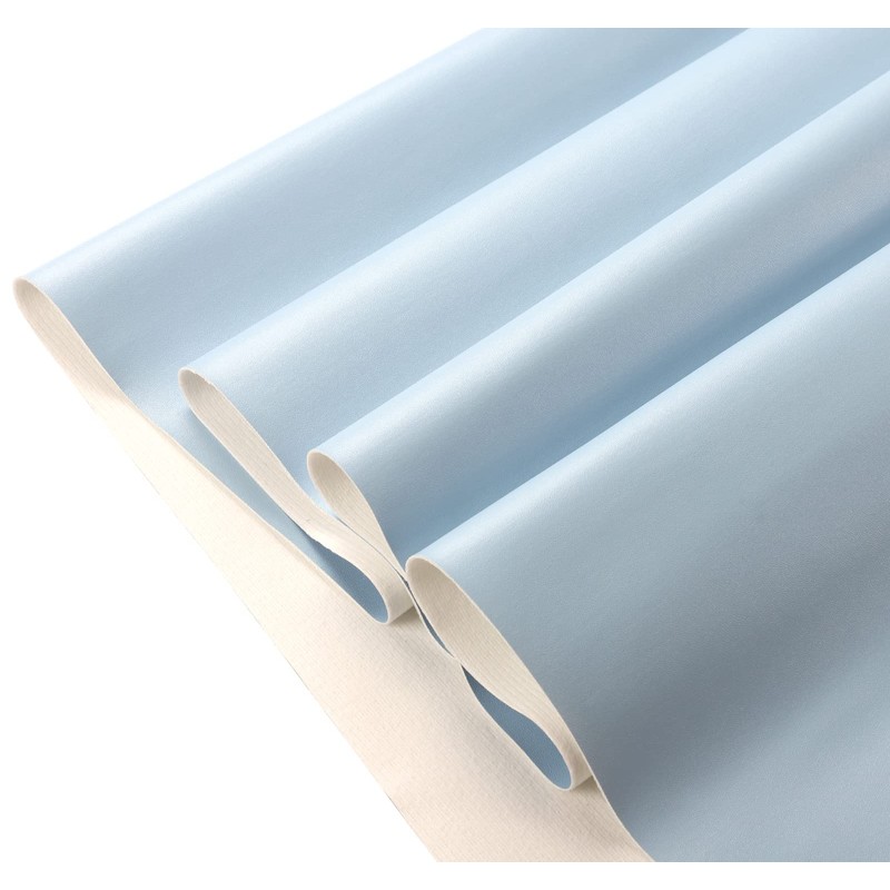 Picheng Vinyl Faux Leather Sheets:Light Blue Smooth Faux Leather Fabric