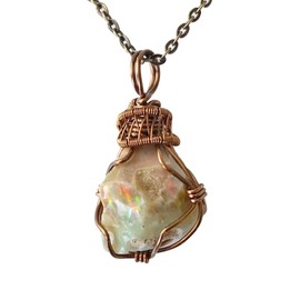 Designs By Nature Gems Natural Opal Necklace for Women - October Birthstone Necklace for Women - Designer Pendant Necklace - 7-10 Carat Opal, Antique Bronze Chain