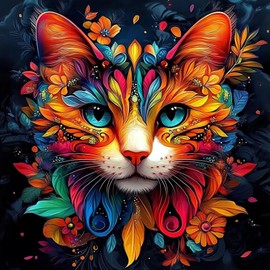 NEWENMO Flowers Diamond Painting Kits for Adults,5D DIY Cat Diamond Art Kits Full Round Drill Diamond Dots Perfect for Beginner,Hobbies And Home Wall Decor 30×30 cm