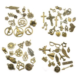 100pcs Bulk Lots Mini Antique Bronze Charms for Jewelry Making Supplies DIY Craft Material Accessories Bracelet Earring Charms Wholesale (HK421)