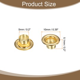sourcing map 100Set Grommets Eyelets 5mm 1/5 Inch Brass Eyelets Kit with Washers for Fabric Curtain Tarps Leather Belt Shoes Bag DIY, Gold