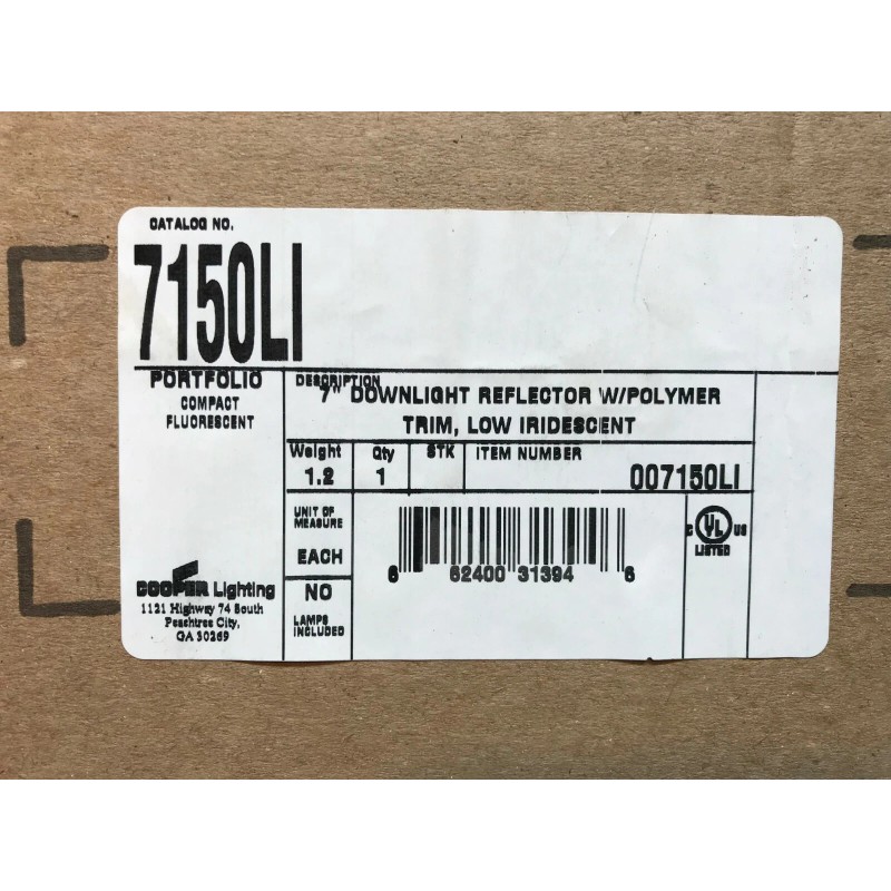 COOPER PORTFOLIO 7150LI Recessed Lighting 7" Downlight Reflector w/ Polymer