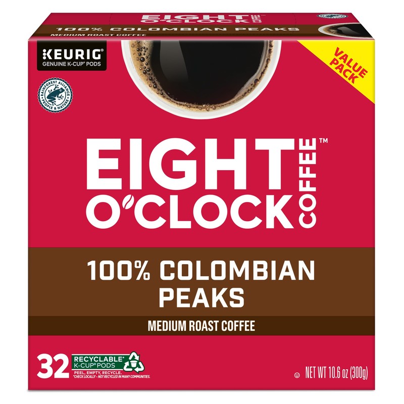 Eight O'Clock Coffee Colombian Peaks Single-Serve Keurig K-Cup Pods, Medium