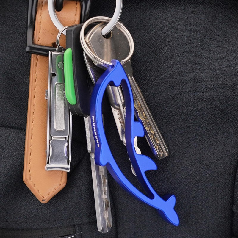 munkees イルカ 栓抜き キーホルダー 2個パック アルミニウム キー ビールオープナー アウトドア 旅行アクセサリー