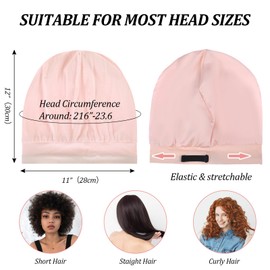1 PCS Silk Bonnet for Sleeping Women, Adjustable Silky Satin Lined Sleep Cap, Silk Hair Wrap for Sleeping, Sleep Bonnet for Women, No More Frizzy Tangled Hair (Pink)
