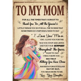 Mothers Day Gifts for Mom, Mom Birthday Gifts - Vintage Metal Sign - 5.5x8 inches - Aluminum - I Love You Mom Gifts from Daughter - Christmas Valentines Day Thanksgiving Day Gifts for Mother