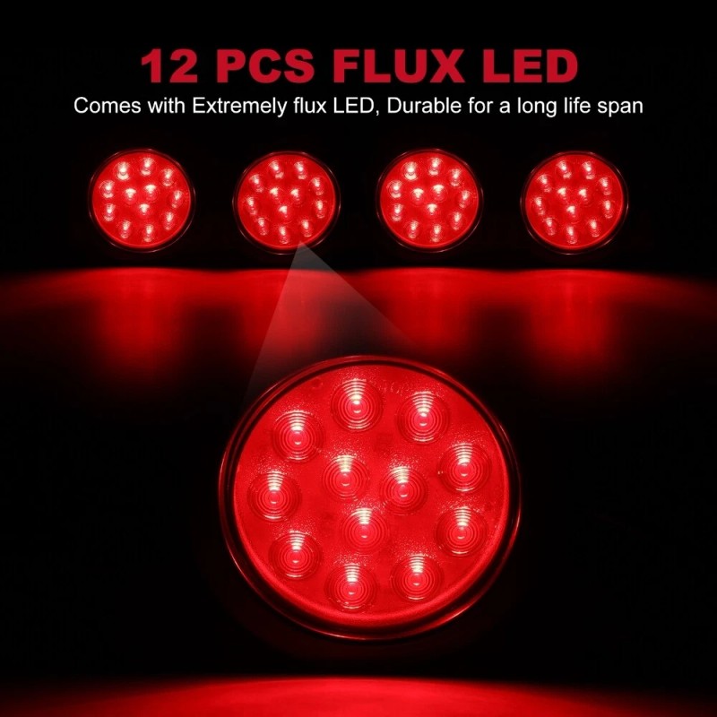 Ironwalls 4PCS Smoked LED Rear Tail Stop Brake Lights Trailer