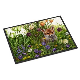 Caroline's Treasures CDCO0464MAT April Fox by Debbie Cook Door Mat, Indoor Rug or Outdoor Welcome Mat 18x27 Doormat, 18H X 27W, Multicolor