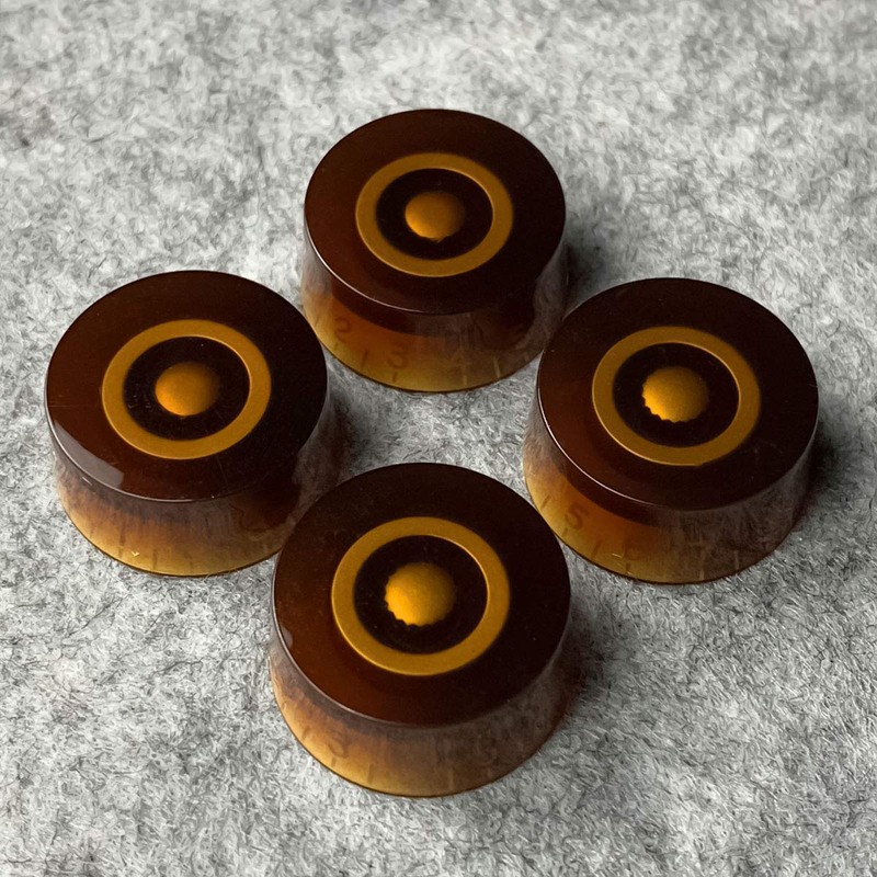 FLEOR 4pcs Amber Guitar Knobs Top Hat Volume Tone Speed