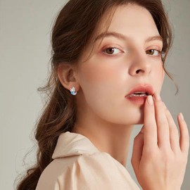 VONALA Unicorn/Sloth/Cat/Pig/Cow/Frog/Rabbit/Koala Hoop Earrings, 925 Sterling Silver Animal Jewellery with Pink Cubic Zirconia for Women, Girls, Children, Cubic Zirconia, Cubic Zirconia