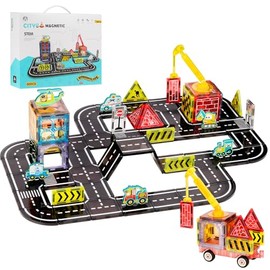 80PCS Magnetic Tiles Road Set,2.95" Large Magnetic Tiles with Magnet Car Building Blocks STEM Construction Toys Educational Gifts for Kids Ages 3-12