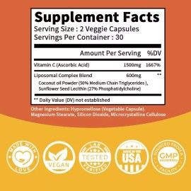 xemenry Liposomal Vitamin C - Ascorbic Acidfor, Skin Bones & Joints, Enhance Immunity