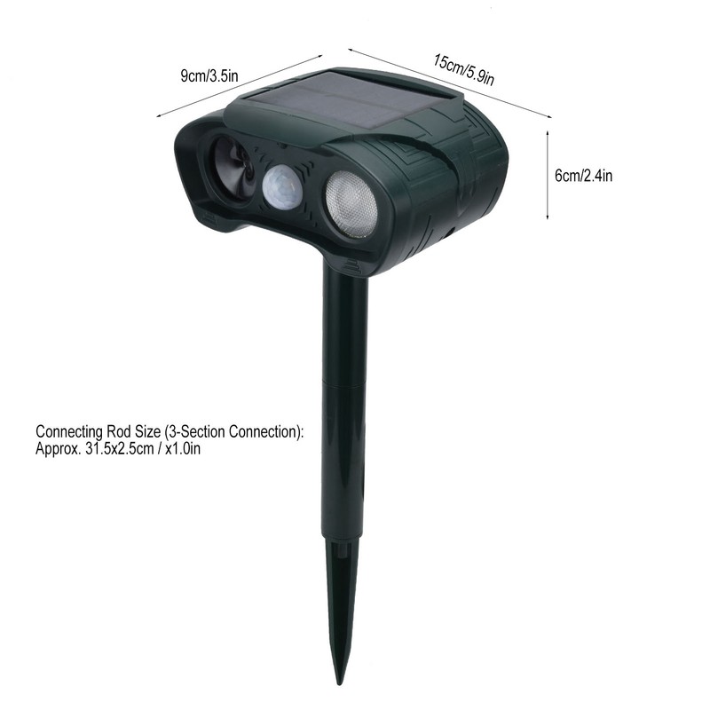 Ultrasonic Animal Repeller Solar Powered Cats Dogs Mouse Repellent for