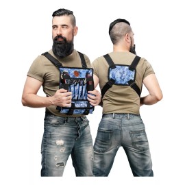 Barbest Pechera Para Barbero Peluquero & Lady Barber Tactic Front Color Azul Pixel Tactic Front Insignia