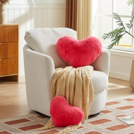 Yhoelata Heart Cushion, Carmine Red, Heart-Shaped Cushion, Cuddly Cushion, Love Decorative Cushion, Aesthetic, Plush Cushion for Living Room, Sofa, Child, Bedroom, Bed, Gift, 37 x 47 cm