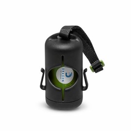 DRAGON - Dispensador duradero para bolsas de basura con dos ganchos en el lateral para bolsas de caca usadas, correa de fijación de correa y 15 bolsas de caca (negro)