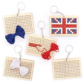 Baker Ross PJ115 Make Your Own Union Jack Keyring Kit - Pack of 5, British Themed Sewing Craft Kit for Kids