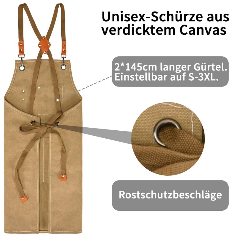 KOOOGEAR Multifunctional Canvas Apron, Work Apron, Welding Apron, Grill Cooking