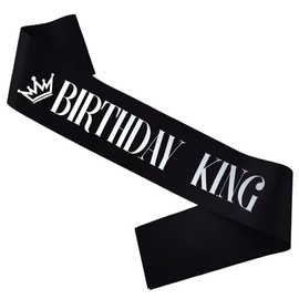 PANBINN Birthday King Sash, Black Satin Birthday Sash for Men or Boy 16th 18th 21st 30th 40th 50th Birthday Party Favors Suppiles