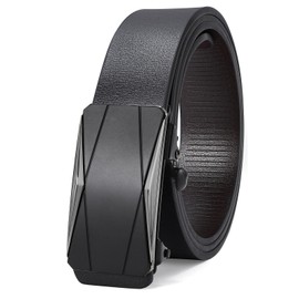 LEACOOLKEY Belts for Men,Leather Ratchet Belt with slide automatic Buckle, Men’s Adjustable Belt 33mm for Men Dress Jeans