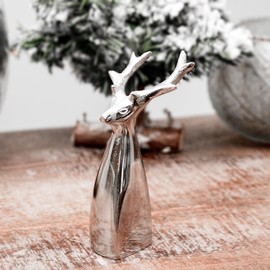 Antikas - Rentierbüste, klein, Chabby Chic | Aluminium, Silber | H 17,0 x B 4,3 cm