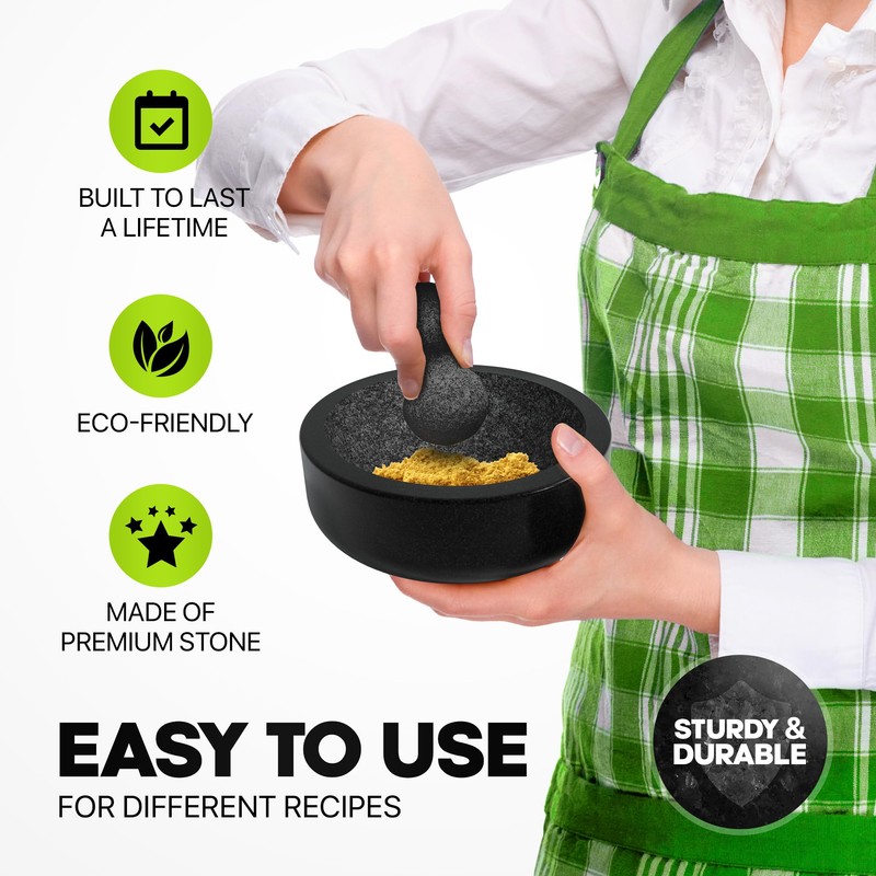 Umien™ Granite Mortar and Pestle Set - 100% Granite -