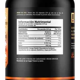 Hongo Reishi Antioxidante y Antiinflamatorio de 100 Cápsulas. Ingredientes naturales. Reishi Blend (Ganoderma) B Life. (100 Cápsulas)