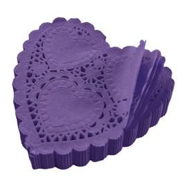 250 Pcs 4 Inch Heart Paper Doilies Valentine Doilies Lace Doilies Paper for Crafts, Valentine’s Day and Wedding Decorations (Purple)