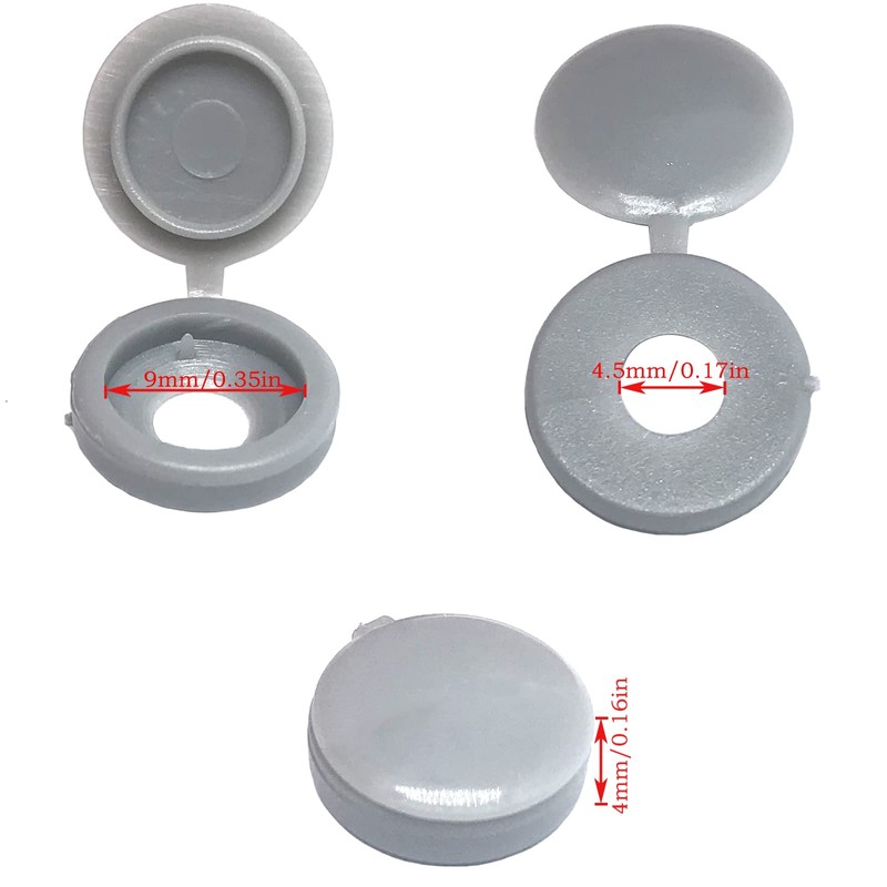 100pcs Plastic Hinged Screw Cover Caps,Screw Snap Covers Washer Flip,for