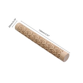 WDONAY Wooden Rolling Pin 5.91"×0.79" Wood Dough Rolling Pin Embossed Rolling Pin Wood Grain Texture Rollers for kitchen DIY(Water Ripple Pattern)