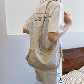 Nylon Crossbody Bags For Women,Crescent Fashionable Hundreds of Large Capacity, Zipper Lightweight Crossbody for Women(off white)