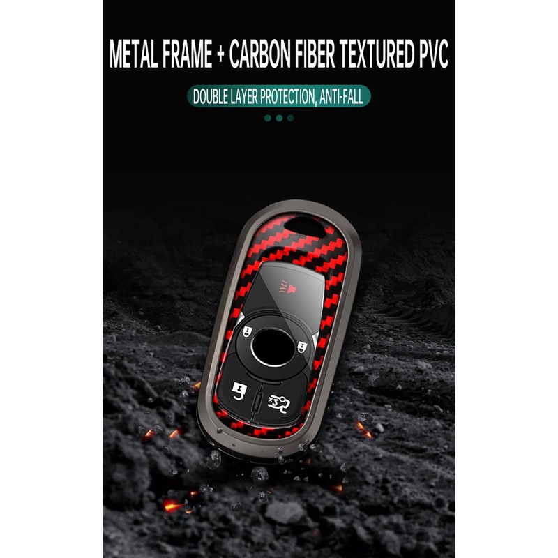 TECART for Buick Metal Key Fob Cover Carbon Pattern Key