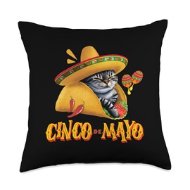 Cinco De Mayo - Mexican Fiesta 5 De Mayo Funny Taco cat Throw Pillow