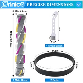 Erinice Replacement Brush Roller for Bissell Cleanview Swivel Pet crosswave 2252 2254 2256 2289 2489 2490 2492 2316 1813 1824 Replacement Brush Parts, Replace to part # 1604545, 1 Roller Brush+2 Belts