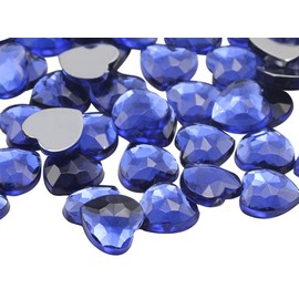 8mm Flat Back Heart Acrylic Rhinestones Tiny Face Gems Body Jewels Card Making Embelishments - 100 Pieces (Royal Blue JG33)