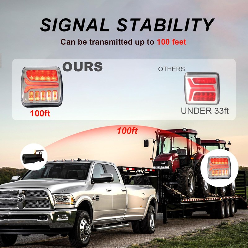 Agrieyes Wireless Trailer Lights, Magnetic LED Trailer Light Rechargeable, Portable