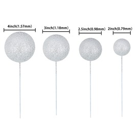 30 bolas de espuma con purpurina, para decoración de tartas, mini globo para cupcakes, decoración de bricolaje, para baby shower, boda, aniversario, niños, cumpleaños, graduación, fiesta, decoración de tartas, color plateado