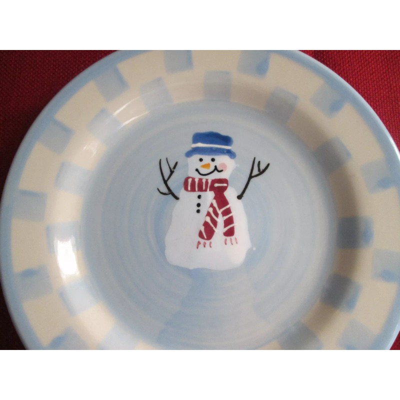 CRATE and BARREL WINTER SNOW PEOPLE DESSERT/SALAD PLATE Hartstone Pottery