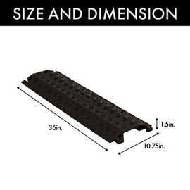 Fastlane FL1X4-B Polyurethane 1 Channel Drop Over Cable Protectors with L-Shaped Connectors, Black, 36" Length, 10.75" Width, 1.5" Height