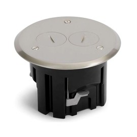 Lew Electric Decorative Floor Box Kit (Screw Plugs & Flip Lids) (Nickel, Round - Screw Plugs)