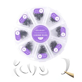 NAGARAKU Premade Fans Eyelash Extensions, 600 Fans Premade Volume Lash Extensions Loose Fans Thin Pointy Base Sharp Narrow Stem Russian Lash Extension Mixed Length 5D 0.07DD(8-15mm）